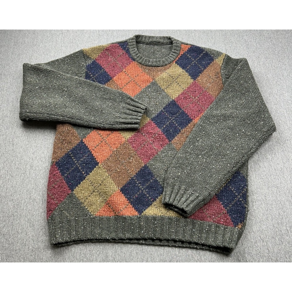 Chunky Knit Argyle Sweater Men's Large Thanksgiving Grandpa Holiday Dad NO‎ TAGS
